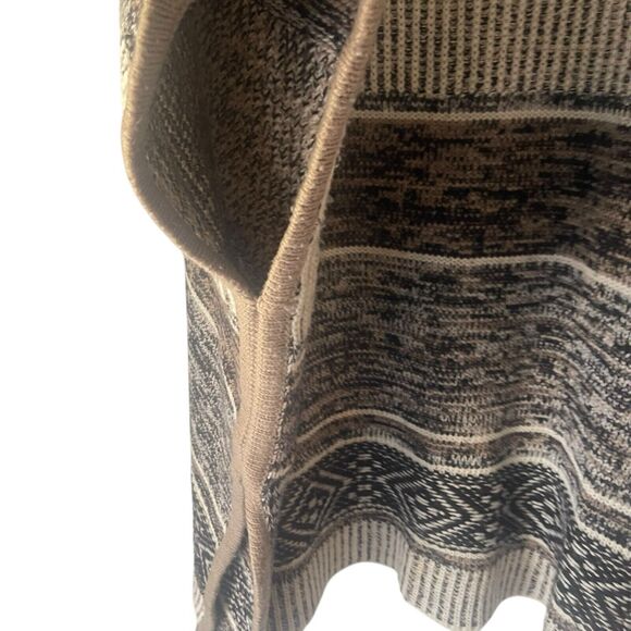 GAP One Size Chunky Cable Knit Heavy Wool Blend Earth Tones Brown Poncho Sweater - Picture 5 of 8